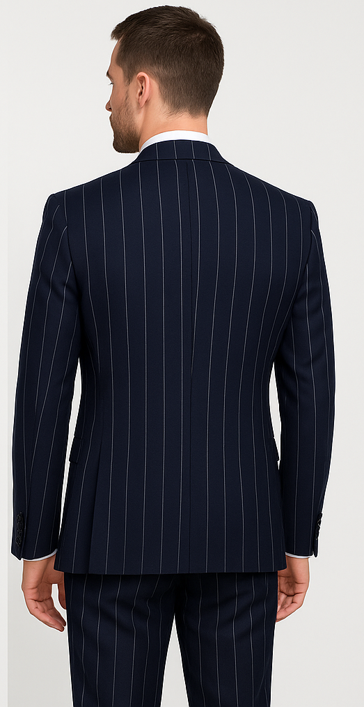 Rossi Man MAX RM1725 Slim Fit 3-Piece Suit ?? Modern & Stylish Navy Suit for Men