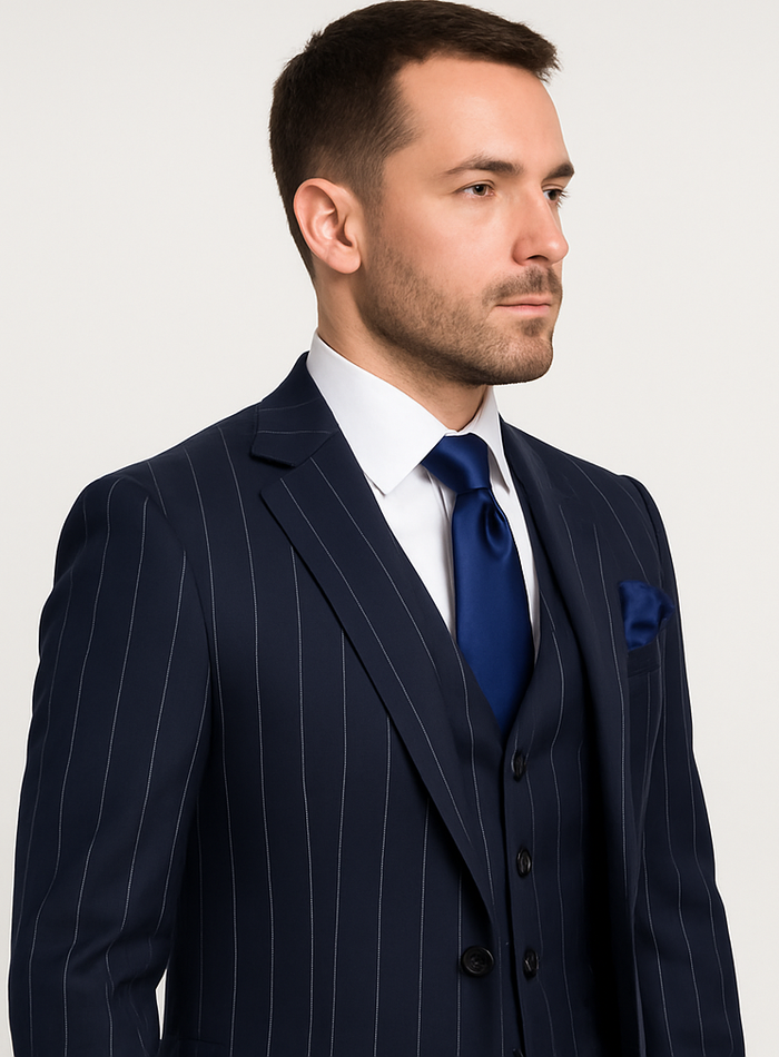 Rossi Man MAX RM1725 Slim Fit 3-Piece Suit ?? Modern & Stylish Navy Suit for Men
