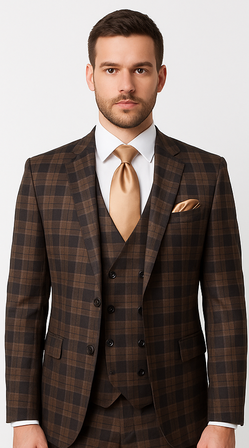 Brown Slim Fit 3-Piece Suit ?? Rossi Man Max Men??s Formalwear | RM1735