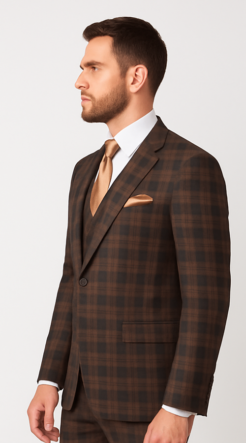 Brown Slim Fit 3-Piece Suit ?? Rossi Man Max Men??s Formalwear | RM1735