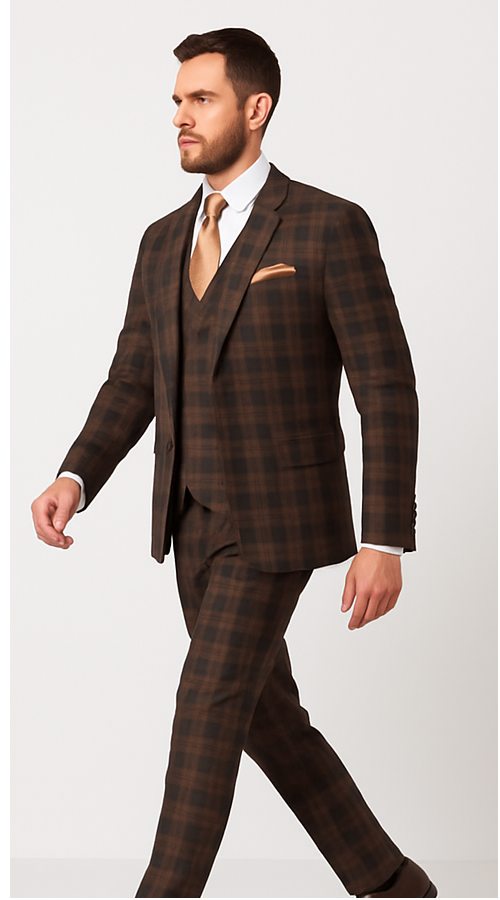 Brown Slim Fit 3-Piece Suit ?? Rossi Man Max Men??s Formalwear | RM1735