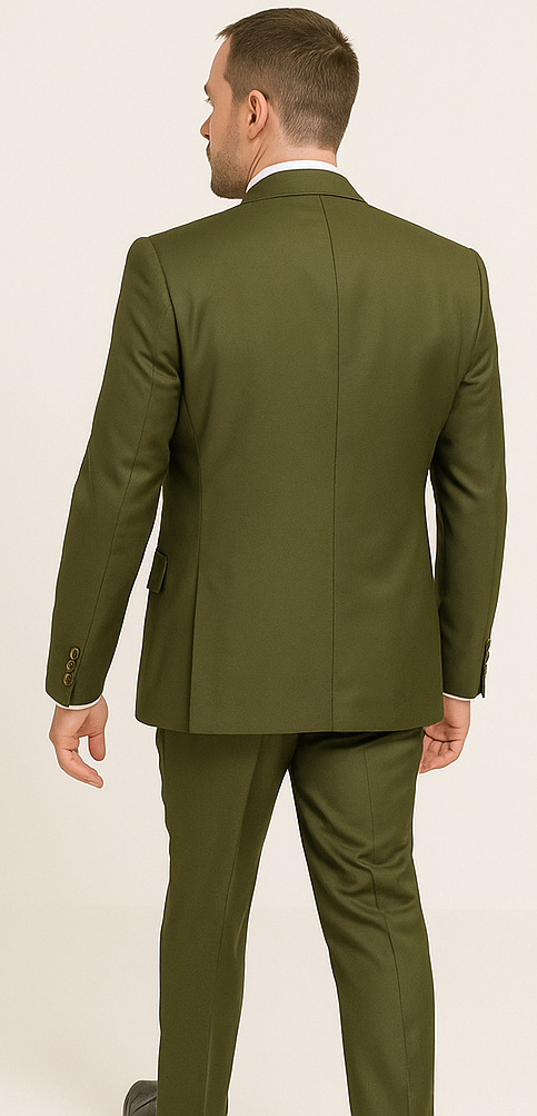 Rossi Man MAX RM1775 Slim Fit 3-Piece Suit ?? Sophisticated Tailored Olive Green Suit for Men