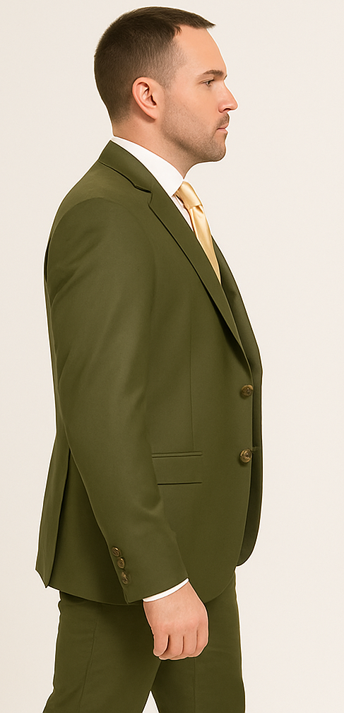 Rossi Man MAX RM1775 Slim Fit 3-Piece Suit ?? Sophisticated Tailored Olive Green Suit for Men