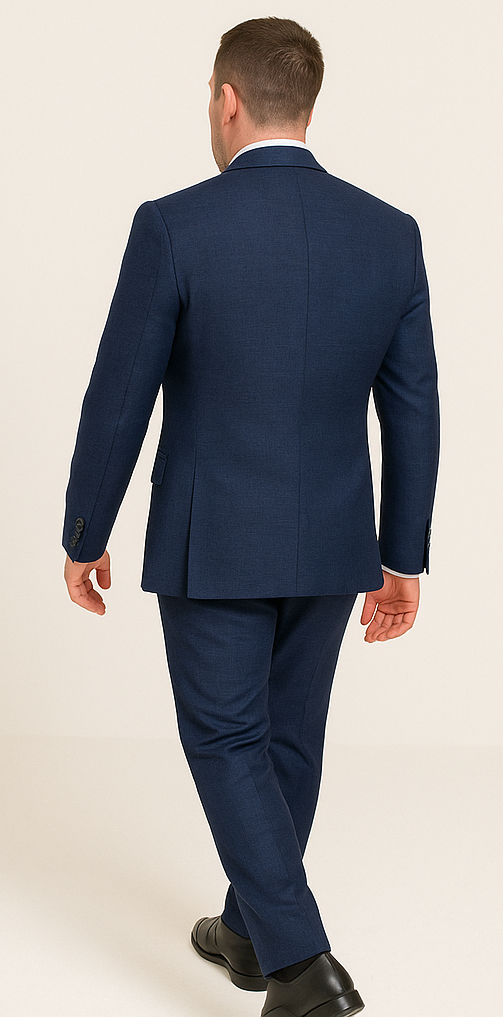Rossi Man MAX RM1783 Slim Fit 3-Piece Suit ?? Modern Solid Blue Suit for Men