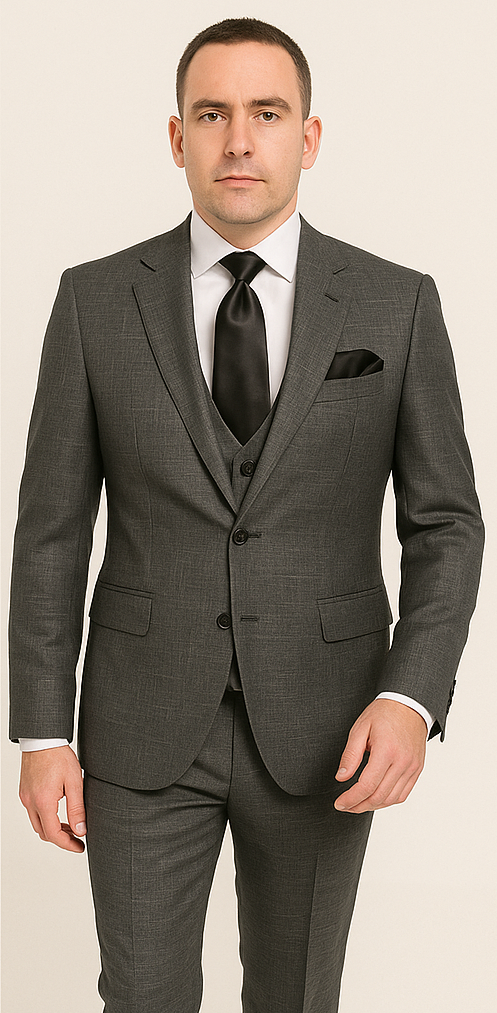 Rossi Man MAX RM1784 Slim Fit 3-Piece Suit ?? Stylish Grey Formal Suit for Men