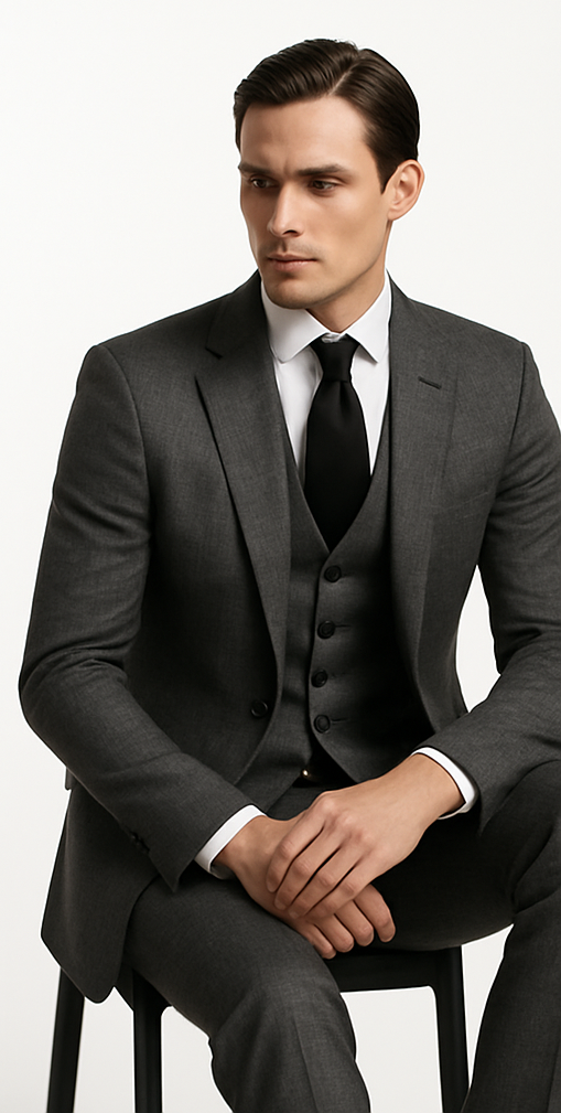 Rossi Man MAX RM1784 Slim Fit 3-Piece Suit ?? Stylish Grey Formal Suit for Men