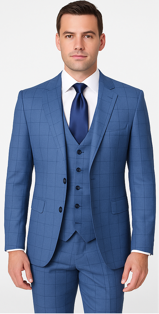 Rossi Man MAX RM1785 Slim Fit 3-Piece Suit Stylish Formalwear for Men