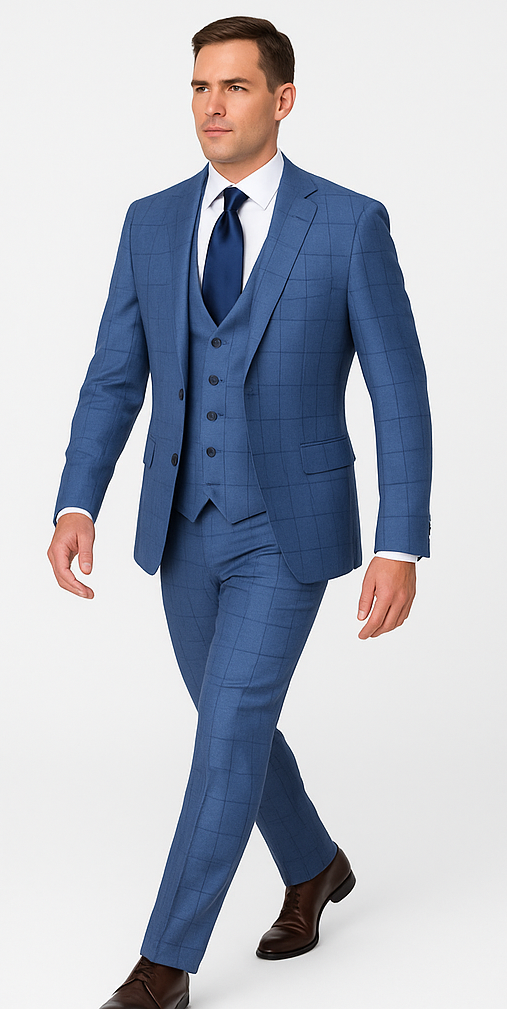 Rossi Man MAX RM1785 Slim Fit 3-Piece Suit Stylish Formalwear for Men