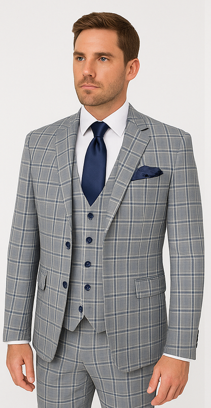 Rossi Man MAX RM1820 Slim Fit 3-Piece Suit ?? Modern Formal Suit for Men