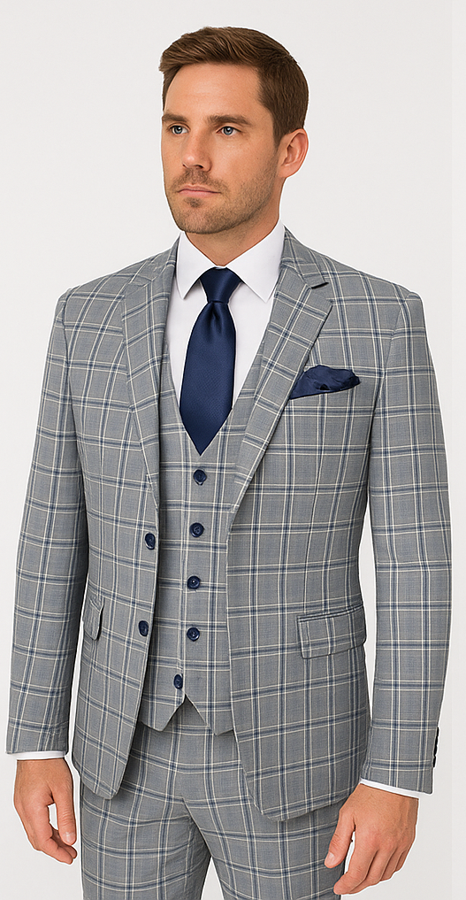 Rossi Man MAX RM1820 Slim Fit 3-Piece Suit ?? Modern Formal Suit for Men