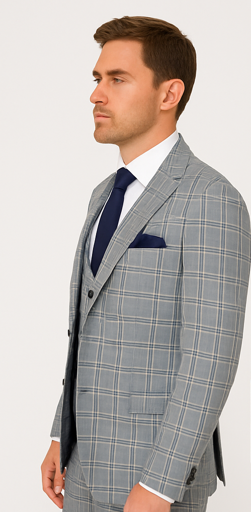 Rossi Man MAX RM1820 Slim Fit 3-Piece Suit ?? Modern Formal Suit for Men