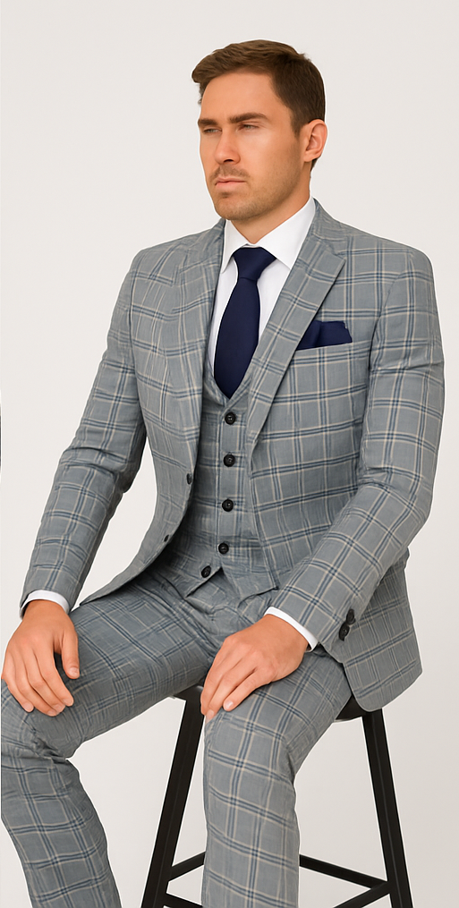 Rossi Man MAX RM1820 Slim Fit 3-Piece Suit ?? Modern Formal Suit for Men