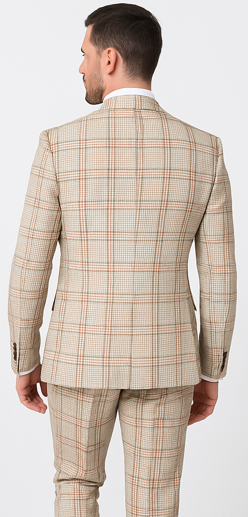 Rossi Man MAX RM1824 Slim Fit 3-Piece Light Brown Suit ƒ?? Elegant Formalwear for Men