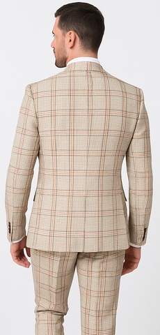 Rossi Man MAX RM1824 Slim Fit 3-Piece Light Brown Suit ƒ?? Elegant Formalwear for Men