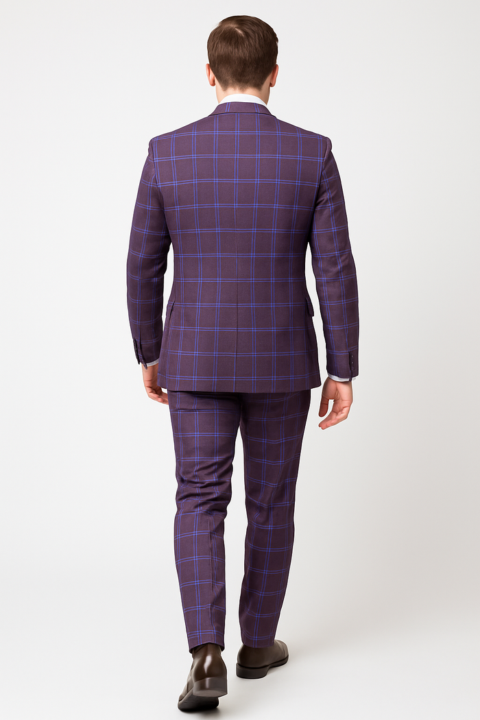 Rossi Man MAX RM1834 Slim Fit 3-Piece Suit Elegant Purple Formalwear for Men