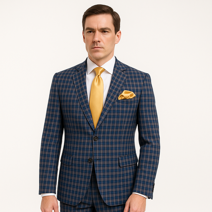Rossi Man MAX RM1835 Slim Fit 3-Piece Suit ?? Modern Tailored Blue Suit for Men