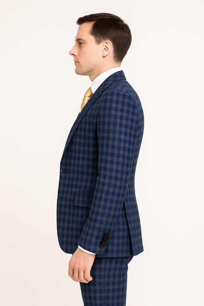 Rossi Man MAX RM1835 Slim Fit 3-Piece Suit ?? Modern Tailored Blue Suit for Men