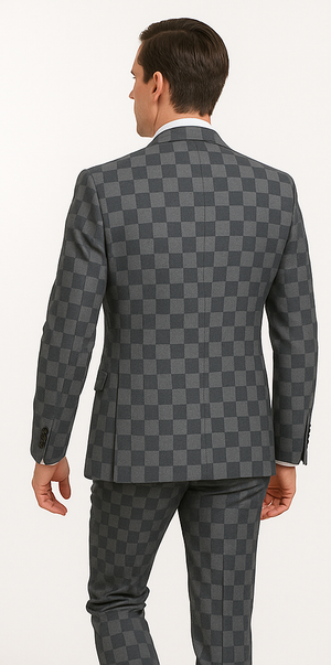 Rossi Man MAX RM1836 Slim Fit 3-Piece Grey Suit Tailored Formal Suit for Men