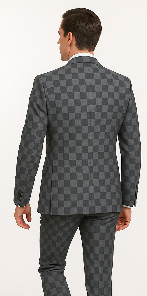 Rossi Man MAX RM1836 Slim Fit 3-Piece Grey Suit Tailored Formal Suit for Men