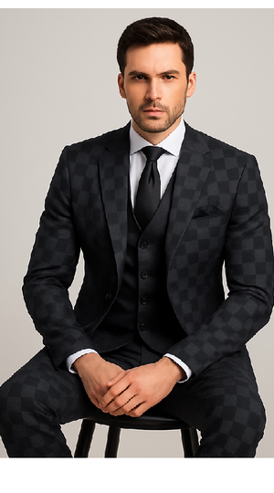 Rossi Man Max RM1837 ?? Men??s Slim Fit Tailored 3-Piece Suit in Black
