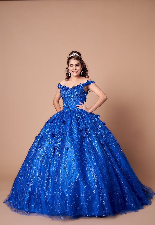 3D Floral Off Shoulder Cape Ball Gown by Calla SCL-30001