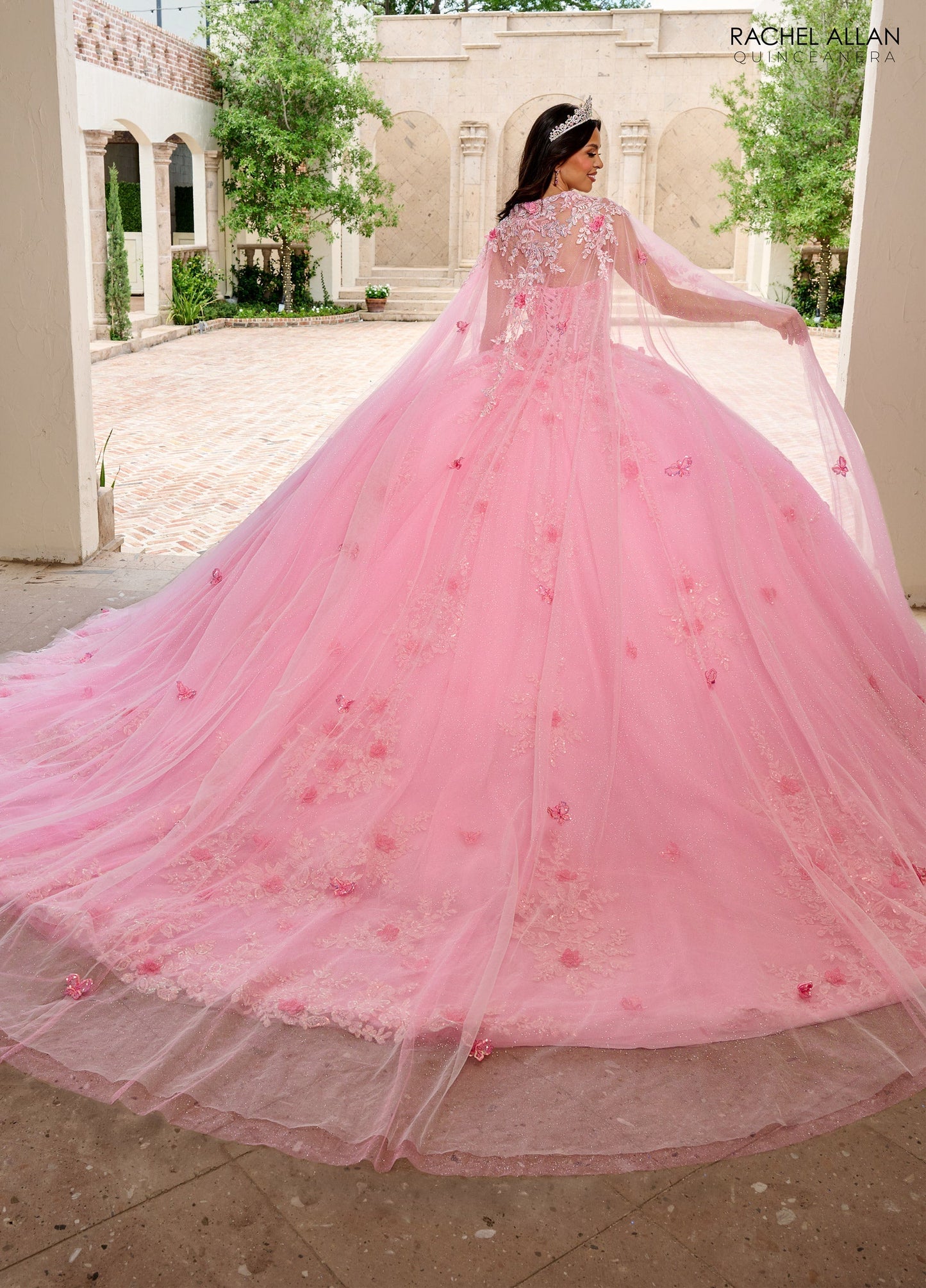 Rachel Allan RQ1155 Strapless Cape Quinceanera Dress