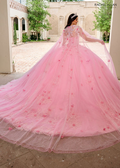 Rachel Allan RQ1155 Strapless Cape Quinceanera Dress