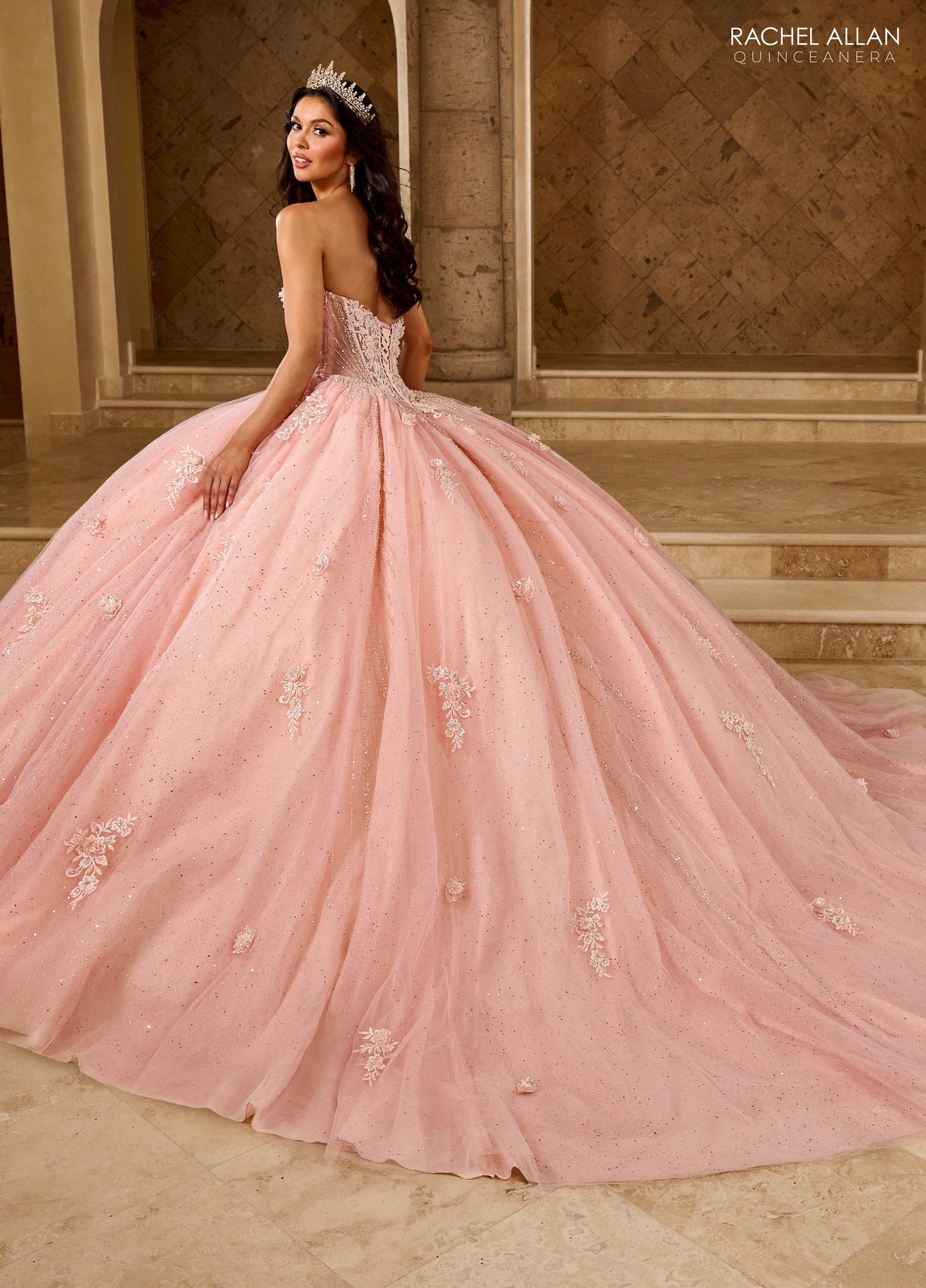Rachel Allan RQ1162 Strapless Cape Quinceanera Dress