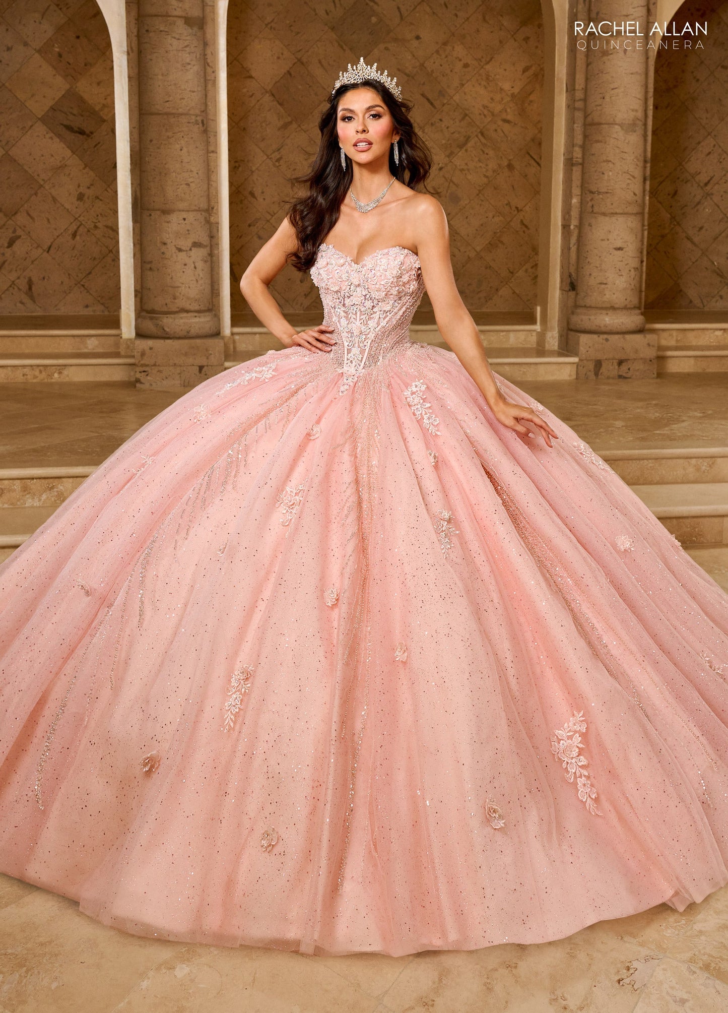 Rachel Allan RQ1162 Strapless Cape Quinceanera Dress