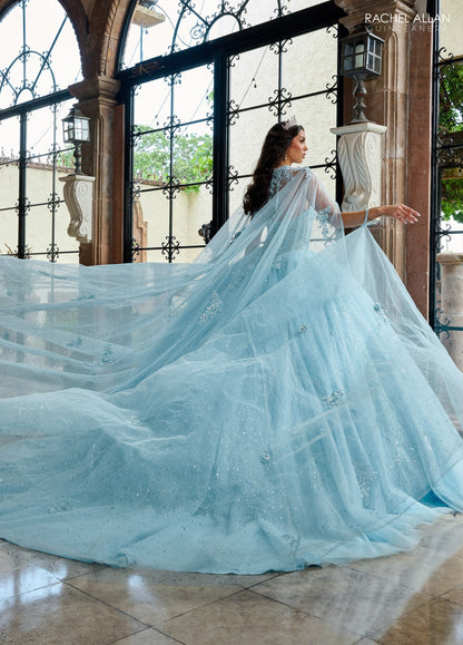 Rachel Allan RQ1162 Strapless Cape Quinceanera Dress