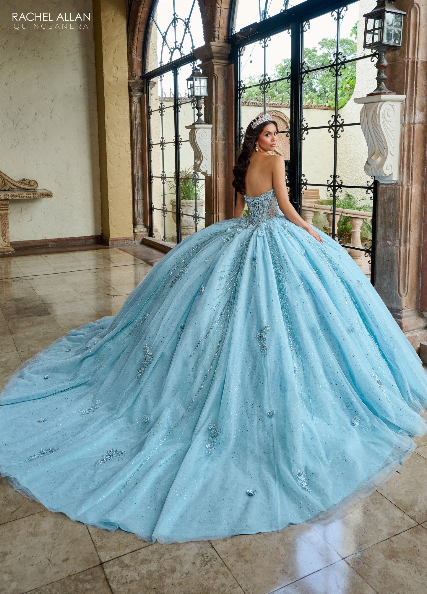 Rachel Allan RQ1162 Strapless Cape Quinceanera Dress