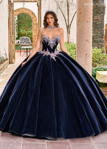 Rachel Allan RQ2198 Velvet Strapless Quinceanera Dress