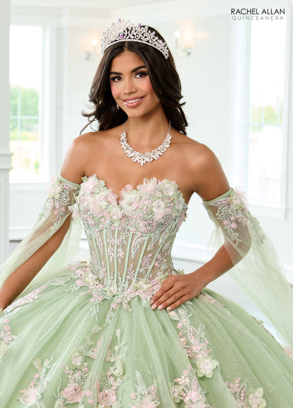 Rachel Allan RQ2216 Cape Sleeve Quinceanera Dress