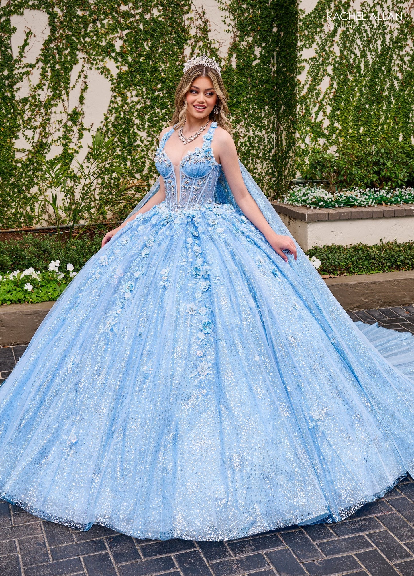 Rachel Allan RQ3135 Strapless Cape Quinceanera Dress