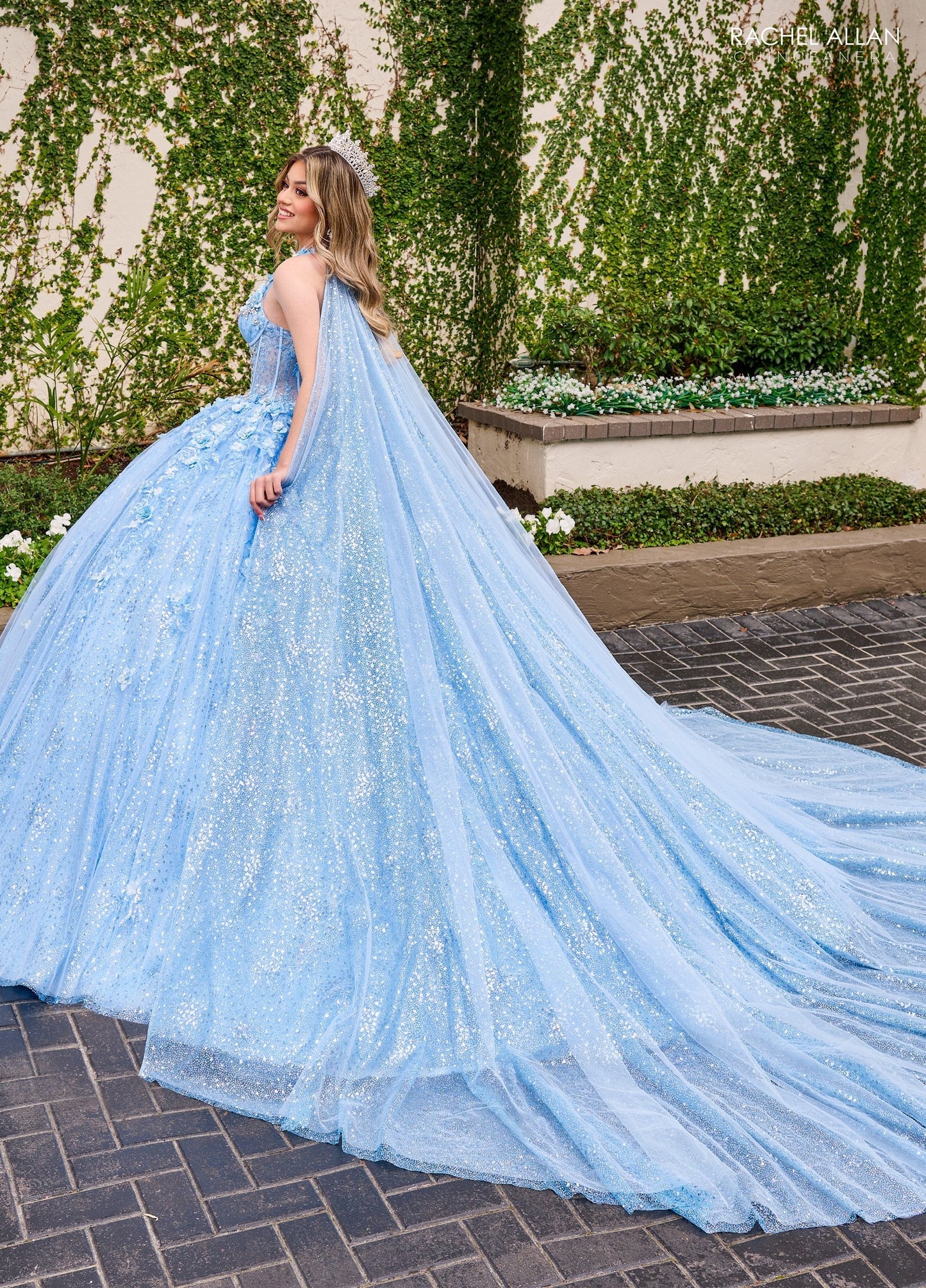 Rachel Allan RQ3135 Strapless Cape Quinceanera Dress
