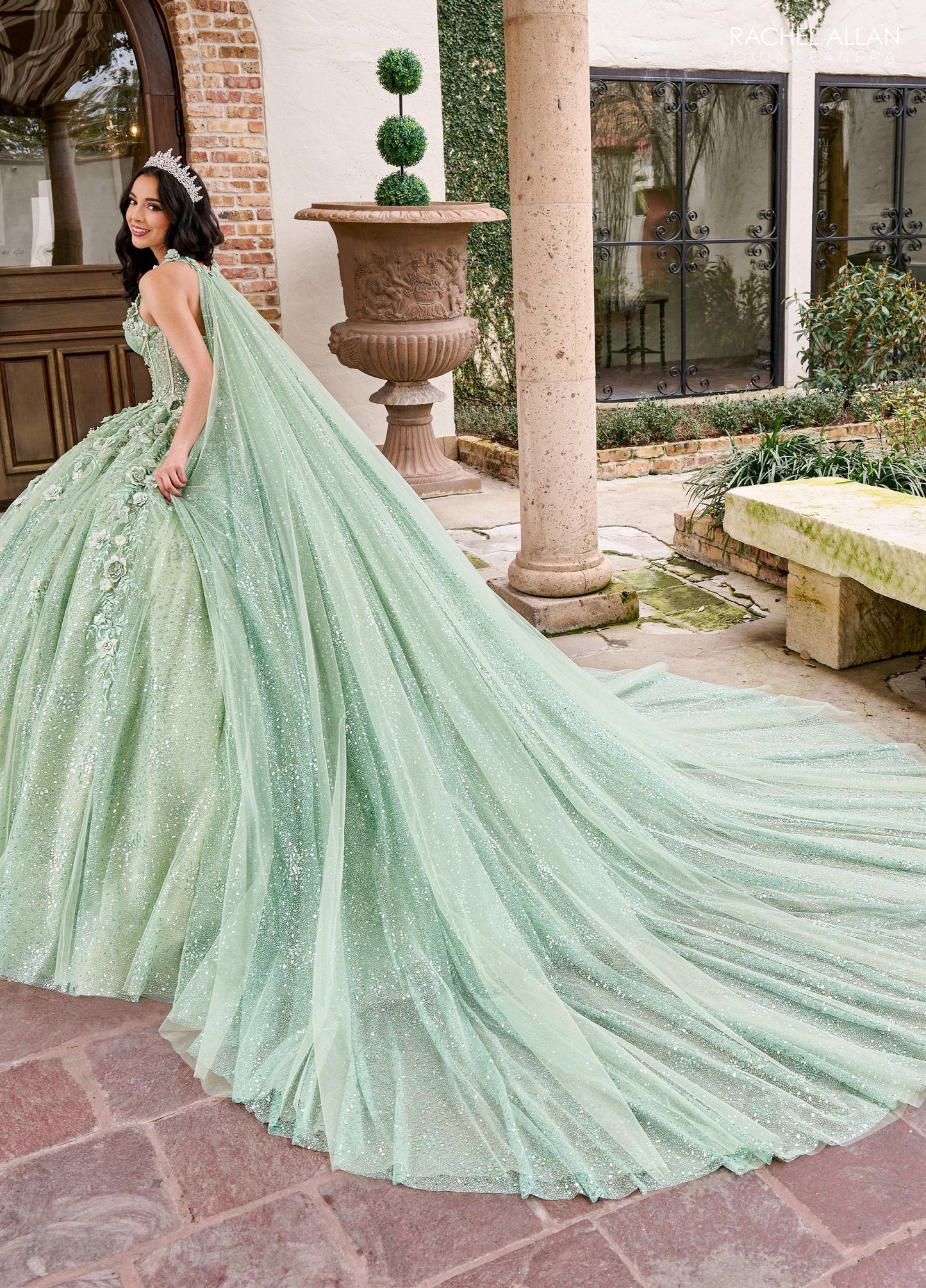 Rachel Allan RQ3135 Strapless Cape Quinceanera Dress