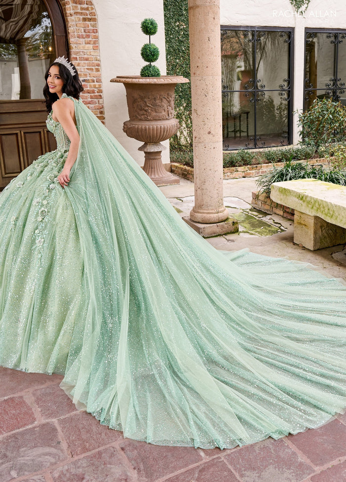 Rachel Allan RQ3135 Strapless Cape Quinceanera Dress