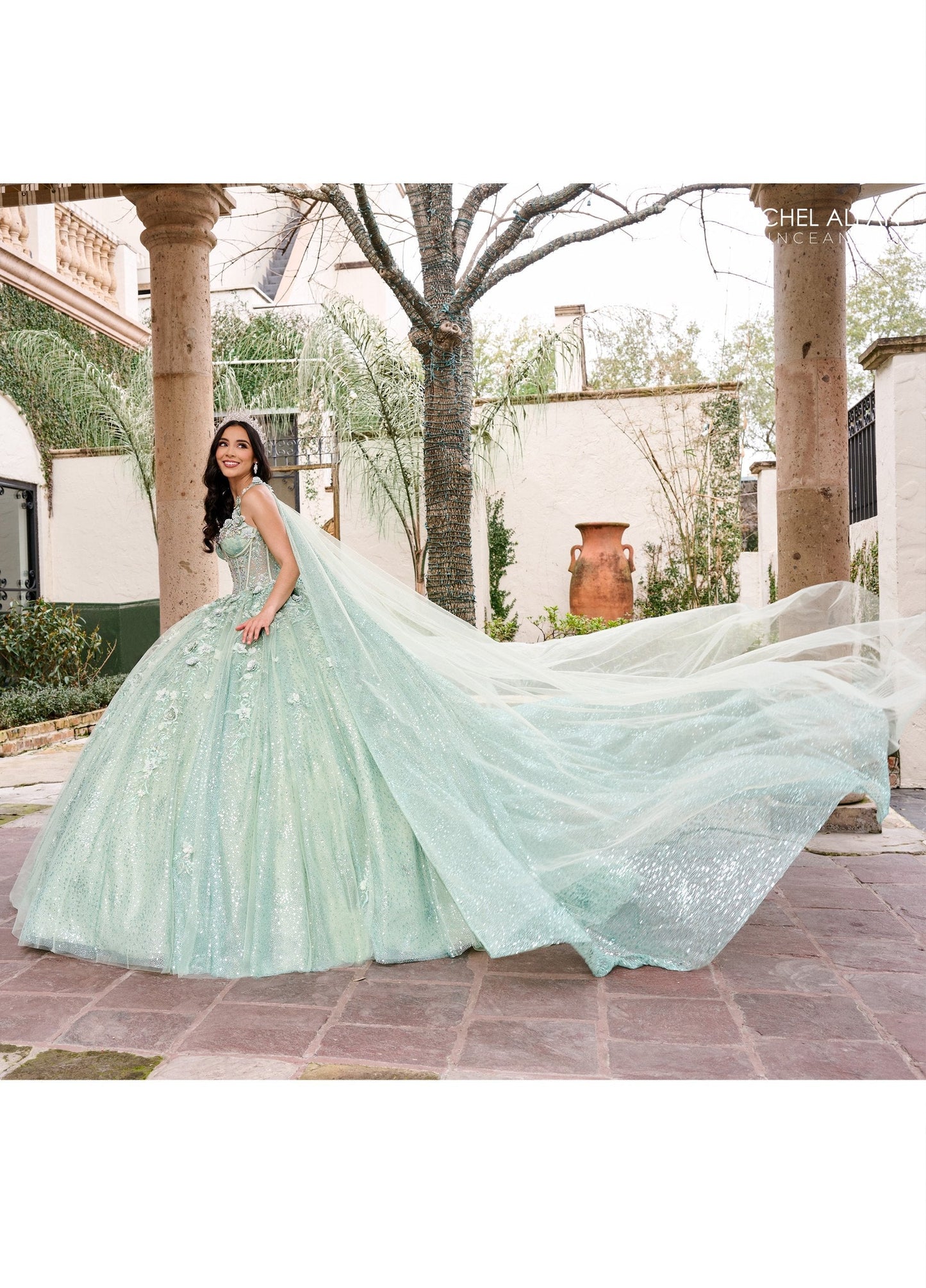 Rachel Allan RQ3135 Strapless Cape Quinceanera Dress