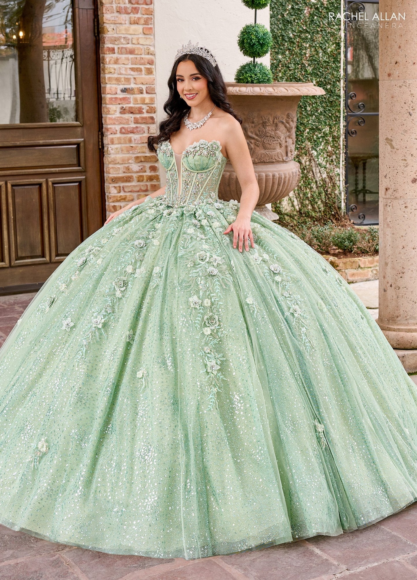 Rachel Allan RQ3135 Strapless Cape Quinceanera Dress