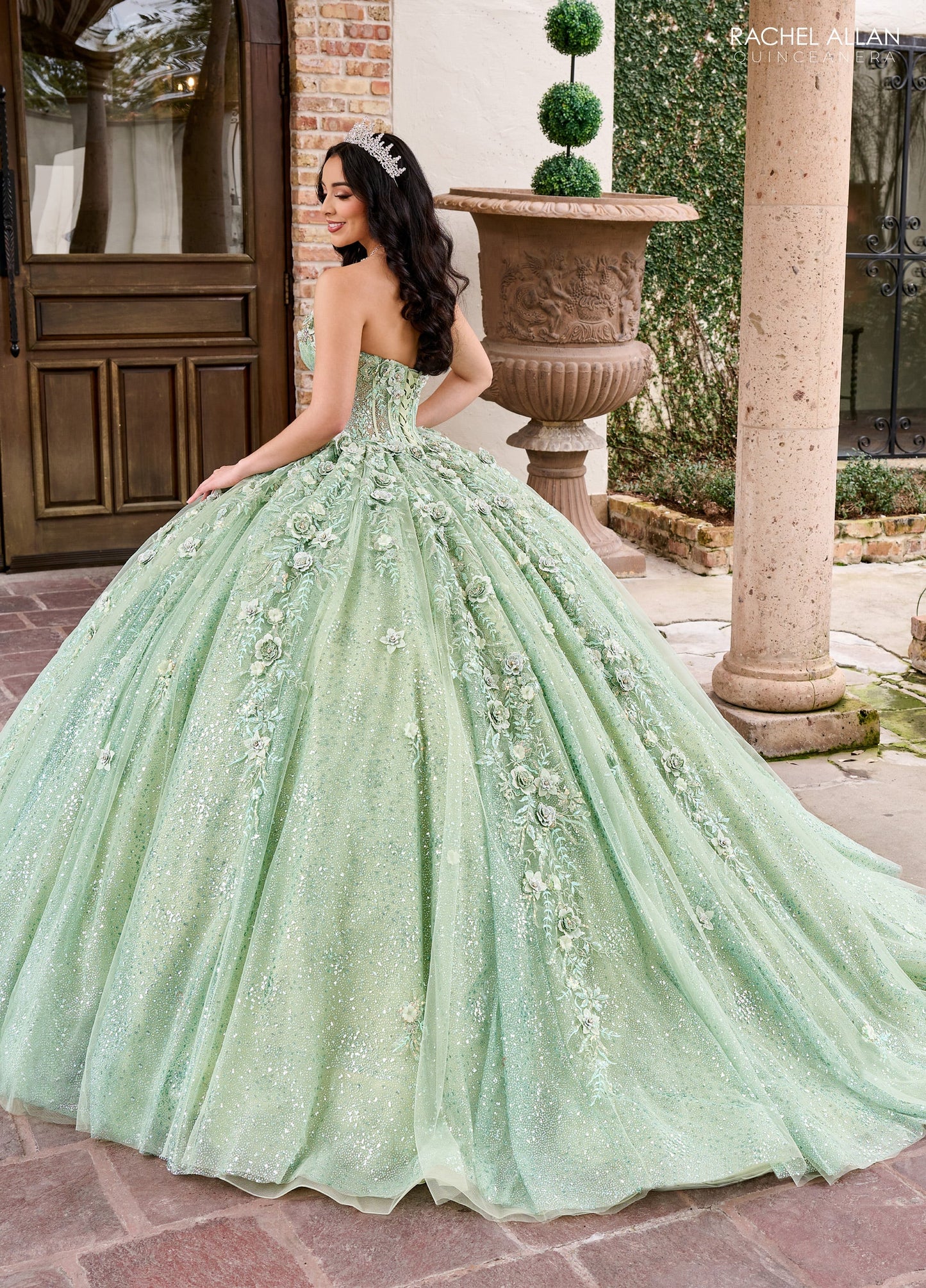 Rachel Allan RQ3135 Strapless Cape Quinceanera Dress