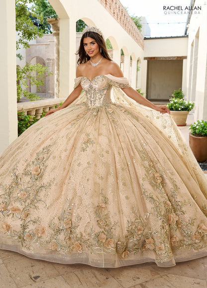 Rachel Allan RQ3146 Cape Sleeve Quinceanera Dress