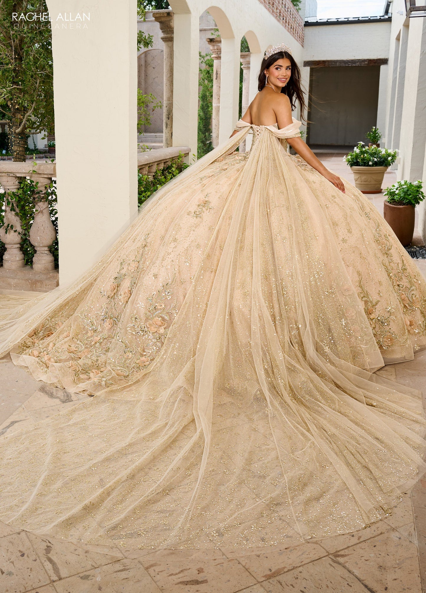 Rachel Allan RQ3146 Cape Sleeve Quinceanera Dress
