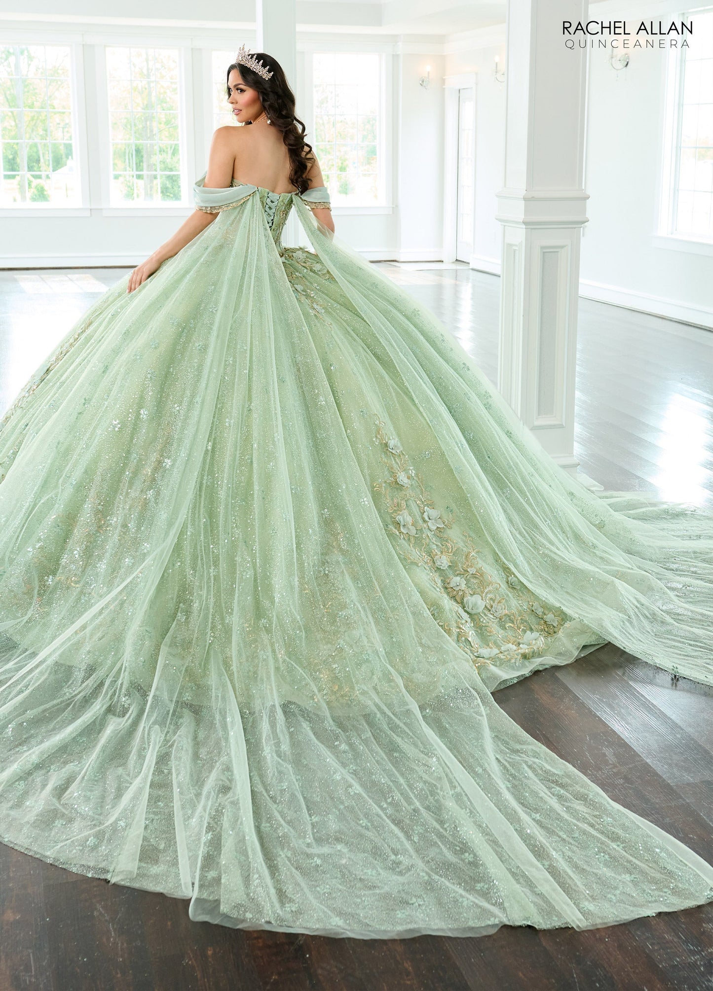 Rachel Allan RQ3146 Cape Sleeve Quinceanera Dress