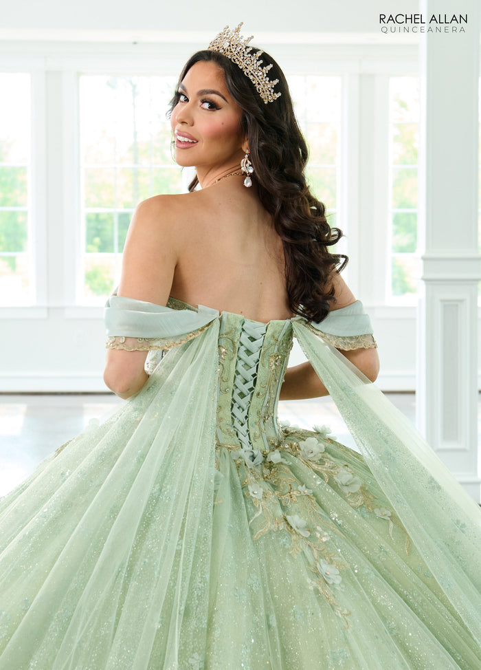 Rachel Allan RQ3146 Cape Sleeve Quinceanera Dress