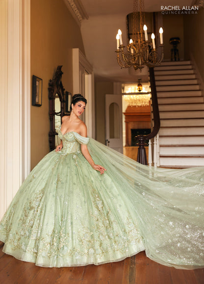 Rachel Allan RQ3146 Cape Sleeve Quinceanera Dress