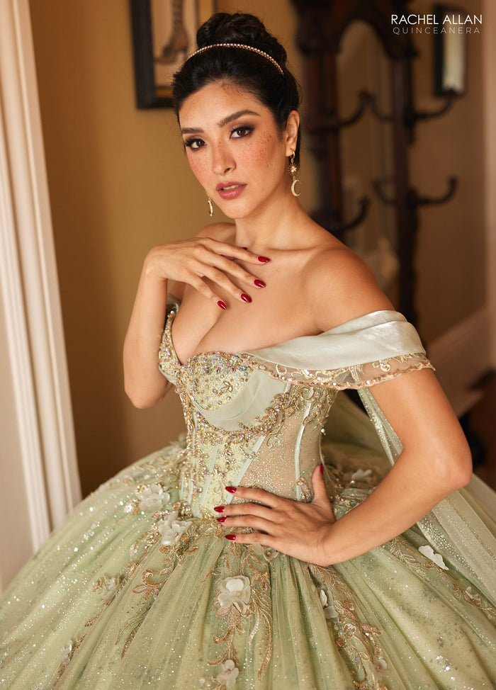 Rachel Allan RQ3146 Cape Sleeve Quinceanera Dress