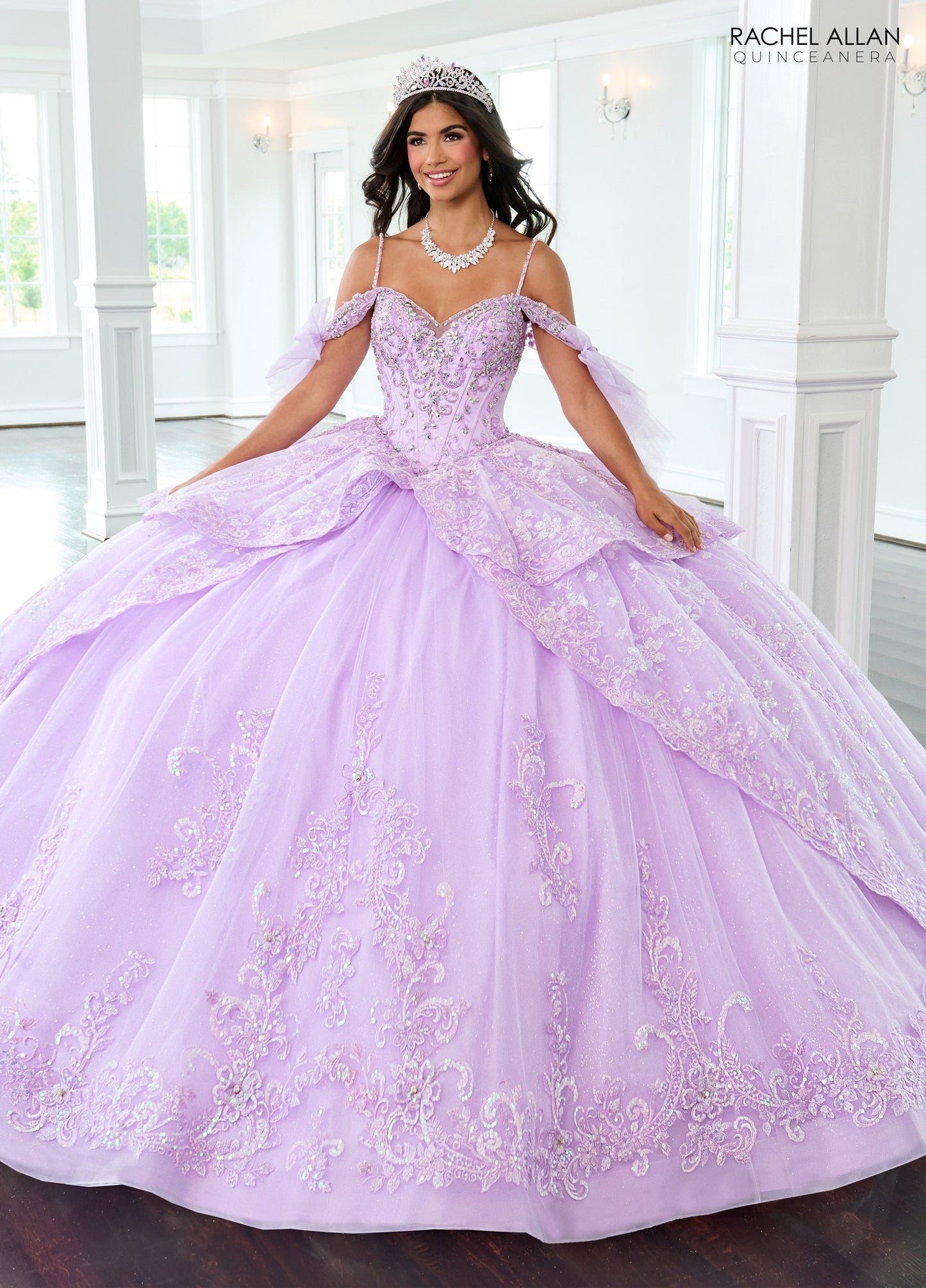 Rachel Allan RQ3147 Off Shoulder Bow Quinceanera Dress
