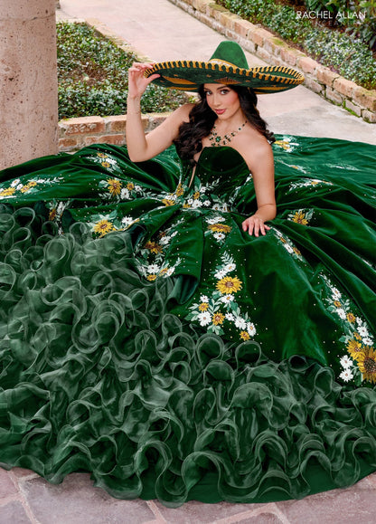 Rachel Allan RQ5005 Floral Velvet Quinceanera Dress