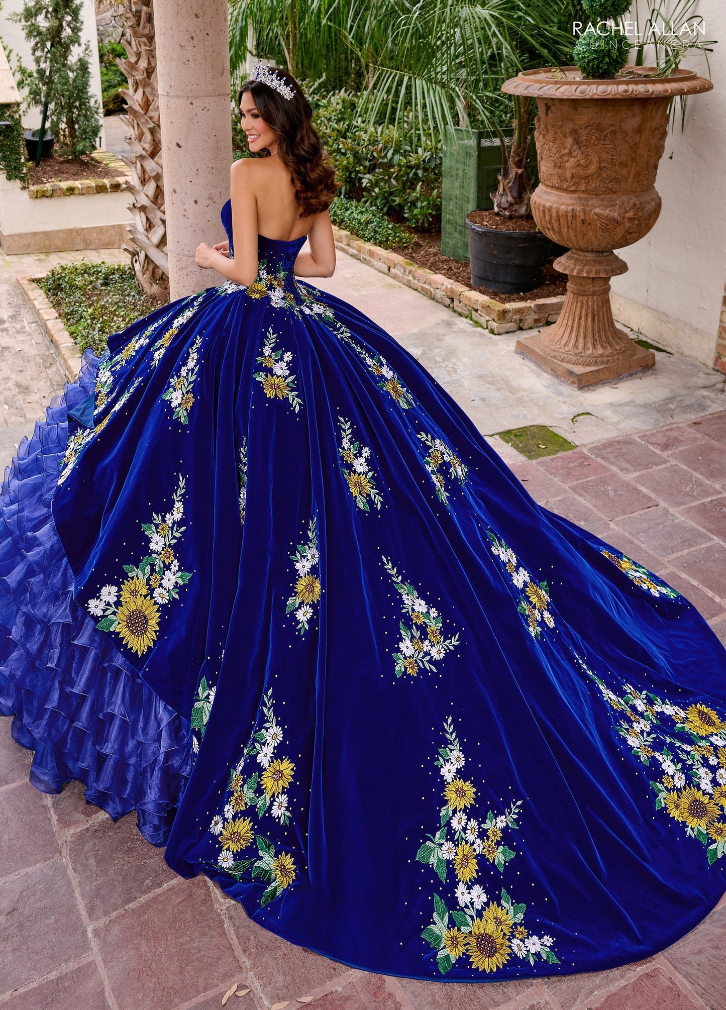 Rachel Allan RQ5005 Floral Velvet Quinceanera Dress