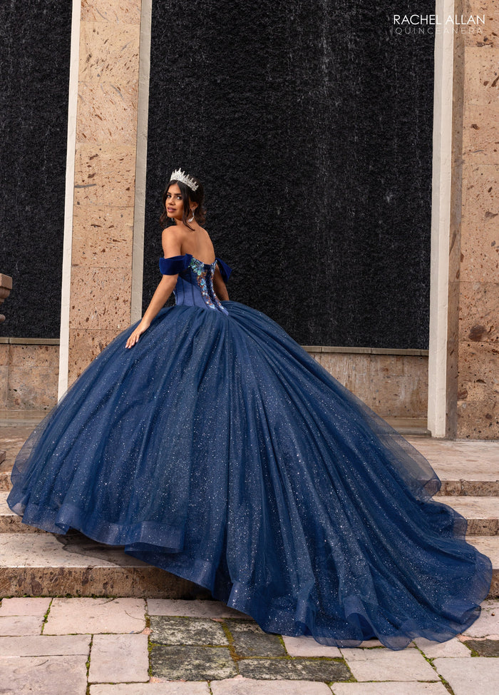Floral Embroidery Quinceañera Dress with Detachable Corset Overlay by Rachel Allan RQ5016